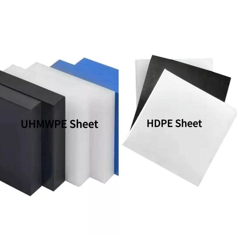 UHMWPE sheet and HDPE sheet side by side for material comparison